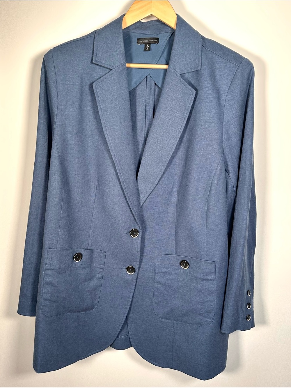 Universal Standard Blue Linen Blend Coastal Blazer Size M 18/20